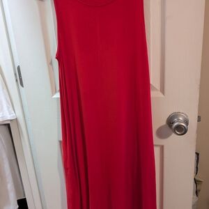 Time and Tru Vibrant Red Midi Dress